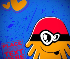 Funny Cartoon monster background vector graphic 01