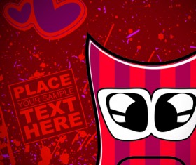 Funny Cartoon monster background vector graphic 02