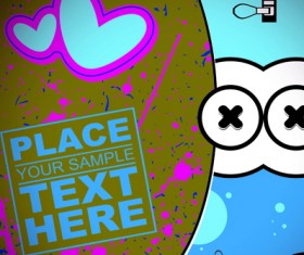 Funny Cartoon monster background vector graphic 03