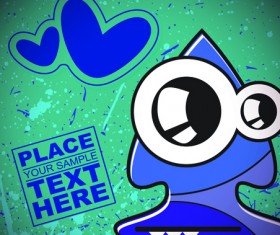 Funny Cartoon monster background vector graphic 05