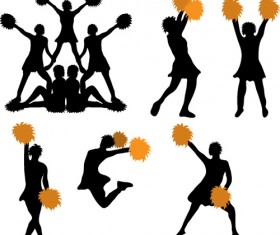 Set of Cheerleaders vector Silhouettes 01