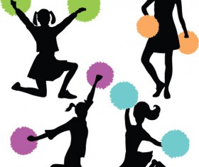 Set of Cheerleaders vector Silhouettes 02