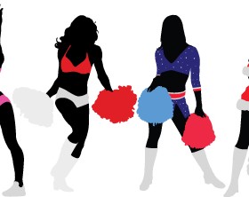 Set of Cheerleaders vector Silhouettes 03