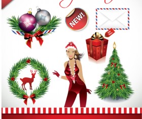 Christmas Ornaments collection vector graphics 04