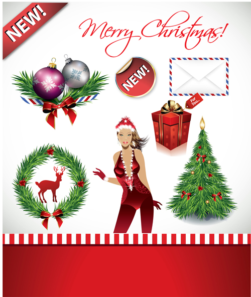 Christmas Ornaments collection vector graphics 04