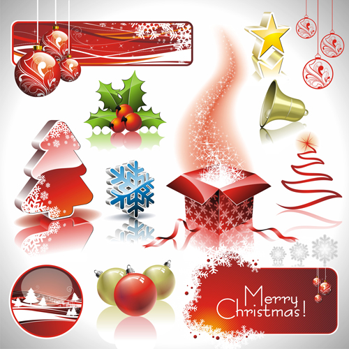 Christmas Ornaments collection vector graphics 05