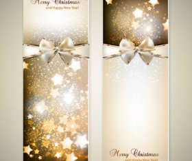 Christmas Invitation cards with Bow vector 02