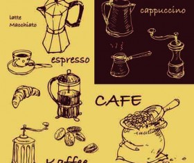 Retro Hand drawn Coffee elements vector 01