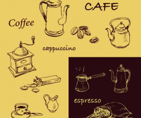 Retro Hand drawn Coffee elements vector 02