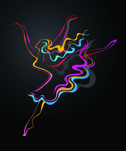 Colored in Woman dance design vector 01
