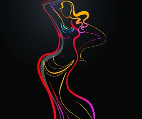 Colored in Woman dance design vector 03