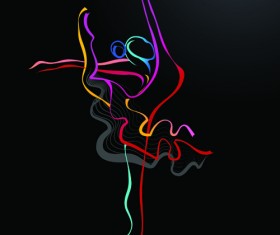 Colored in Woman dance design vector 04