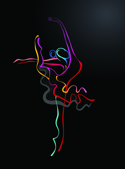 Colored in Woman dance design vector 04