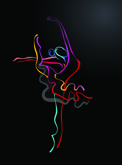 Colored in Woman dance design vector 04 free download