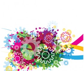 Set of Colorful Gear vector background 03
