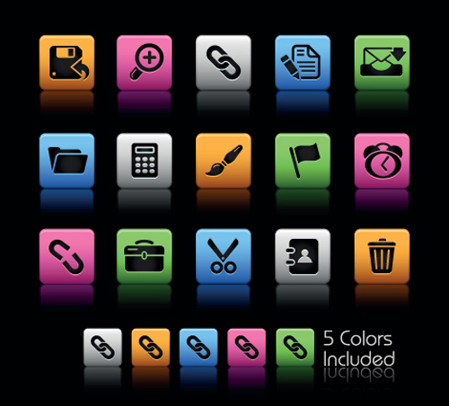 Set of Commonly web Colorful Icons vector 01