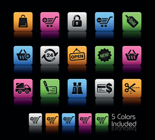 Set of Commonly web Colorful Icons vector 02