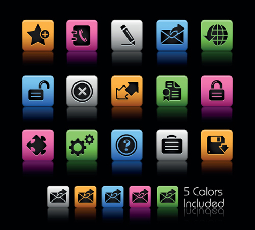 Set of Commonly web Colorful Icons vector 04