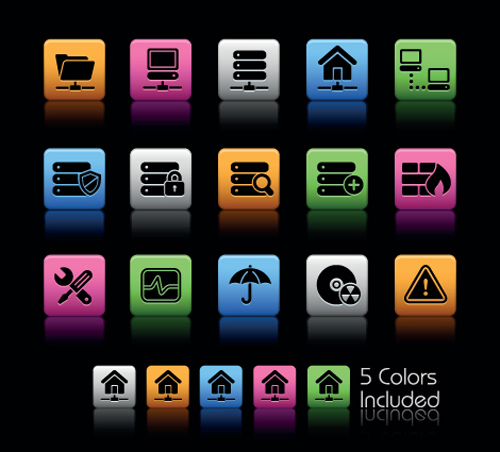 Set of Commonly web Colorful Icons vector 05