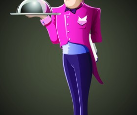 Set of Cooks and waiters elements vector 03