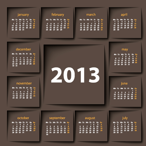 Creative 2013 Calendars design elements vector set 09