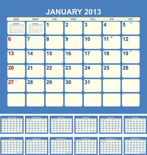 Creative 2013 Calendars design elements vector set 20 free download