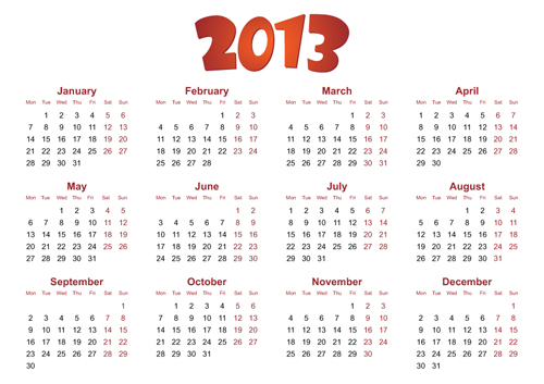 Creative 2013 Calendars design elements vector set 24