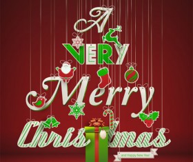 Creative xmas elements vector cards 04