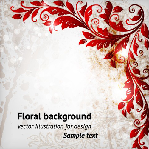 Delicate Floral pattern background element vector set 02