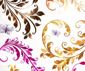 Delicate Floral pattern background element vector set 03