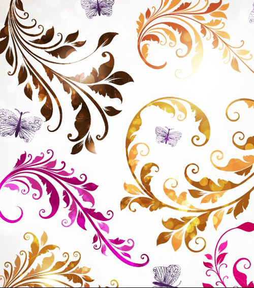 Delicate Floral pattern background element vector set 03