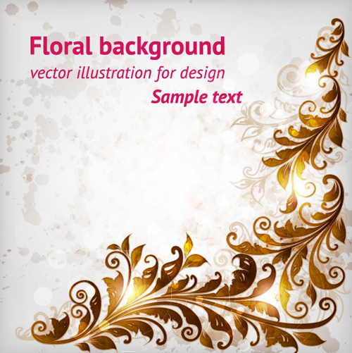 Delicate Floral pattern background element vector set 04