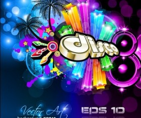 Multicolor of Disco Party Flyer design vector 05