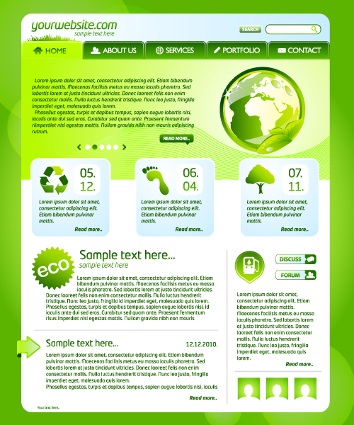 Green ECO Website Template design vector 01 free download