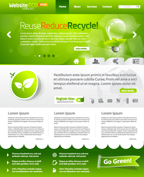 Download Green ECO Website Template design vector 05 free download