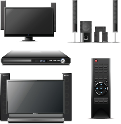 Set of Electronics lcd TV elements vector 03