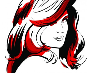 Set of Hand-drawn Fashion Model vector graphics 05