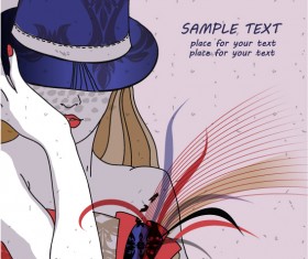 Hand drawn Woman with Fashion art background vector 01