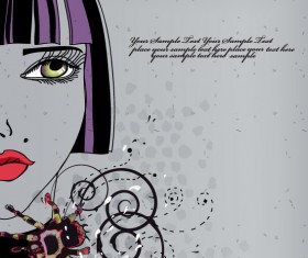 Hand drawn Woman with Fashion art background vector 02