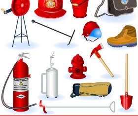 Firefighter and Firefighting tool design vector 01