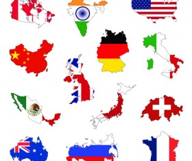 countries Flags and Map design vector 01