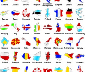 countries Flags and Map design vector 02