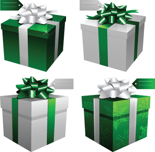 Exquisite Gift boxes design elements vector 03