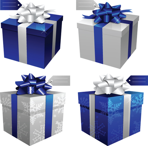 Exquisite Gift boxes design elements vector 04
