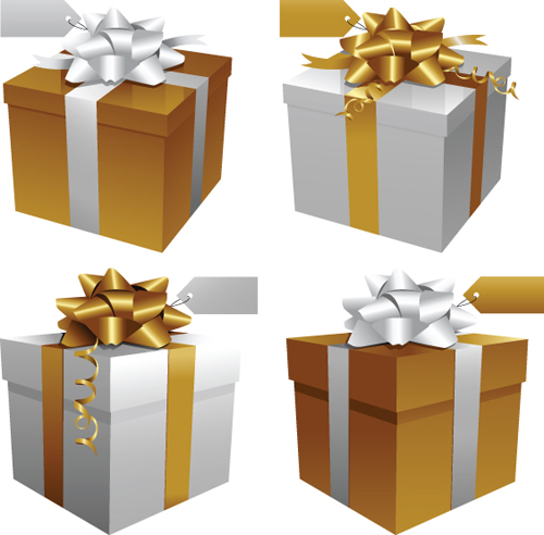 Exquisite Gift boxes design elements vector 05