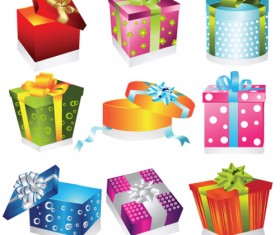 Vivid Colored Gifts Box vector graphics 01