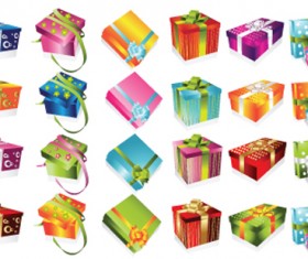 Vivid Colored Gifts Box vector graphics 02