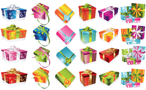 Vivid Colored Gifts Box vector graphics 02