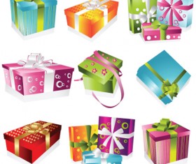 Vivid Colored Gifts Box vector graphics 03