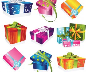 Vivid Colored Gifts Box vector graphics 04